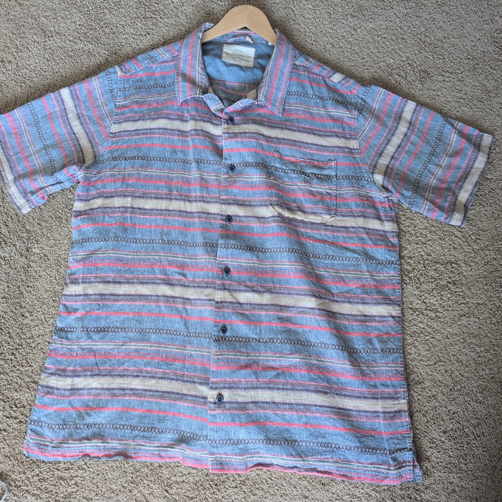 Weatherproof Men's Striped Short Sleeve Shirt Size XL